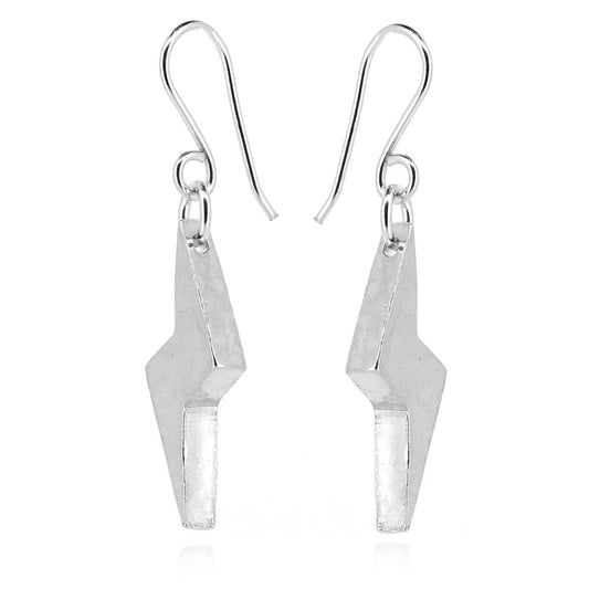 Lightning Bolt Large Drop Earrings - Sterling Silver Drop Earrings