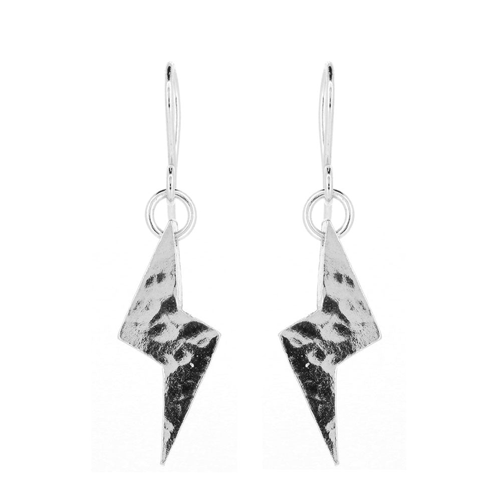 Lightning Bolt Small Drop Earrings - Sterling Silver Drop Earrings