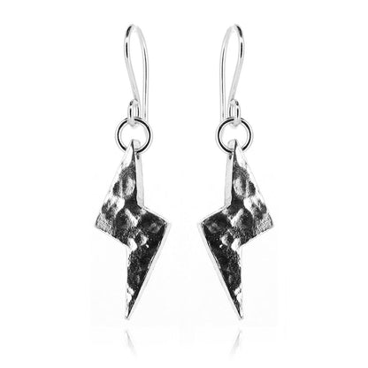 Lightning Bolt Small Drop Earrings - Sterling Silver Drop Earrings