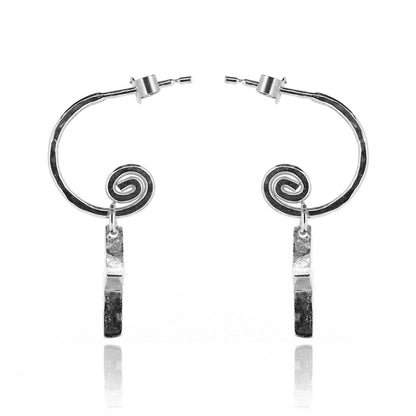 Lightning Bolt Hoop Earring Small Charm Drops - Sterling Silver Hoop Earrings