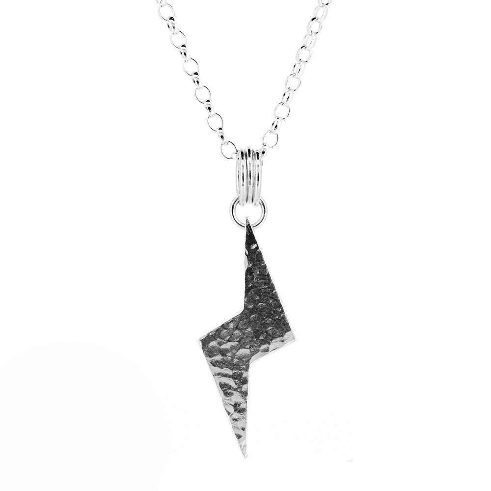 Lightning Bolt Large Necklace - Sterling Silver Necklace