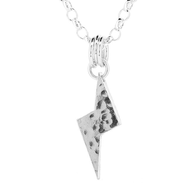 Lightning Bolt Medium Necklace - Sterling Silver Necklace