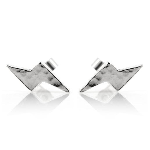 Lightning Bolt Stud Earrings - Sterling Silver Stud Earrings