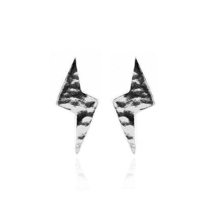 Lightning Bolt Stud Earrings - Sterling Silver Stud Earrings
