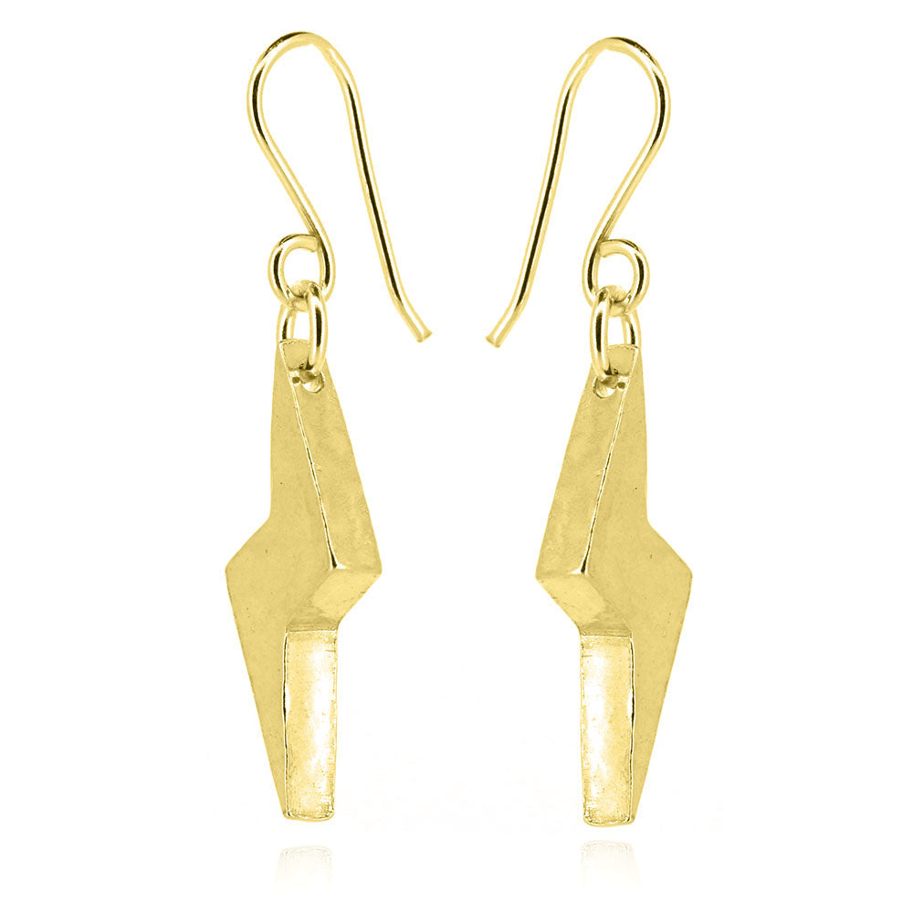 Lightning Bolt Large Drop Earrings - Yellow Gold Vermeil Drop Earrings