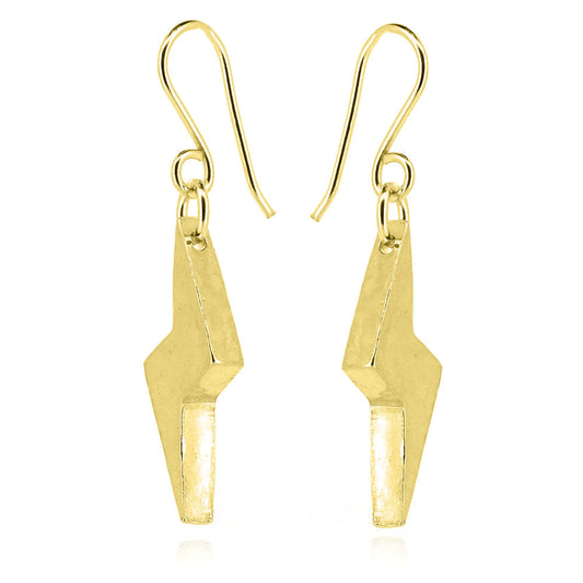 Lightning Bolt Large Drop Earrings - Yellow Gold Vermeil Drop Earrings