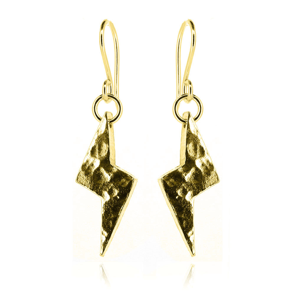 Lightning Bolt Small Drop Earrings - Yellow Gold Vermeil Drop Earrings
