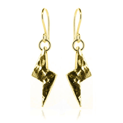 Lightning Bolt Small Drop Earrings - Yellow Gold Vermeil Drop Earrings