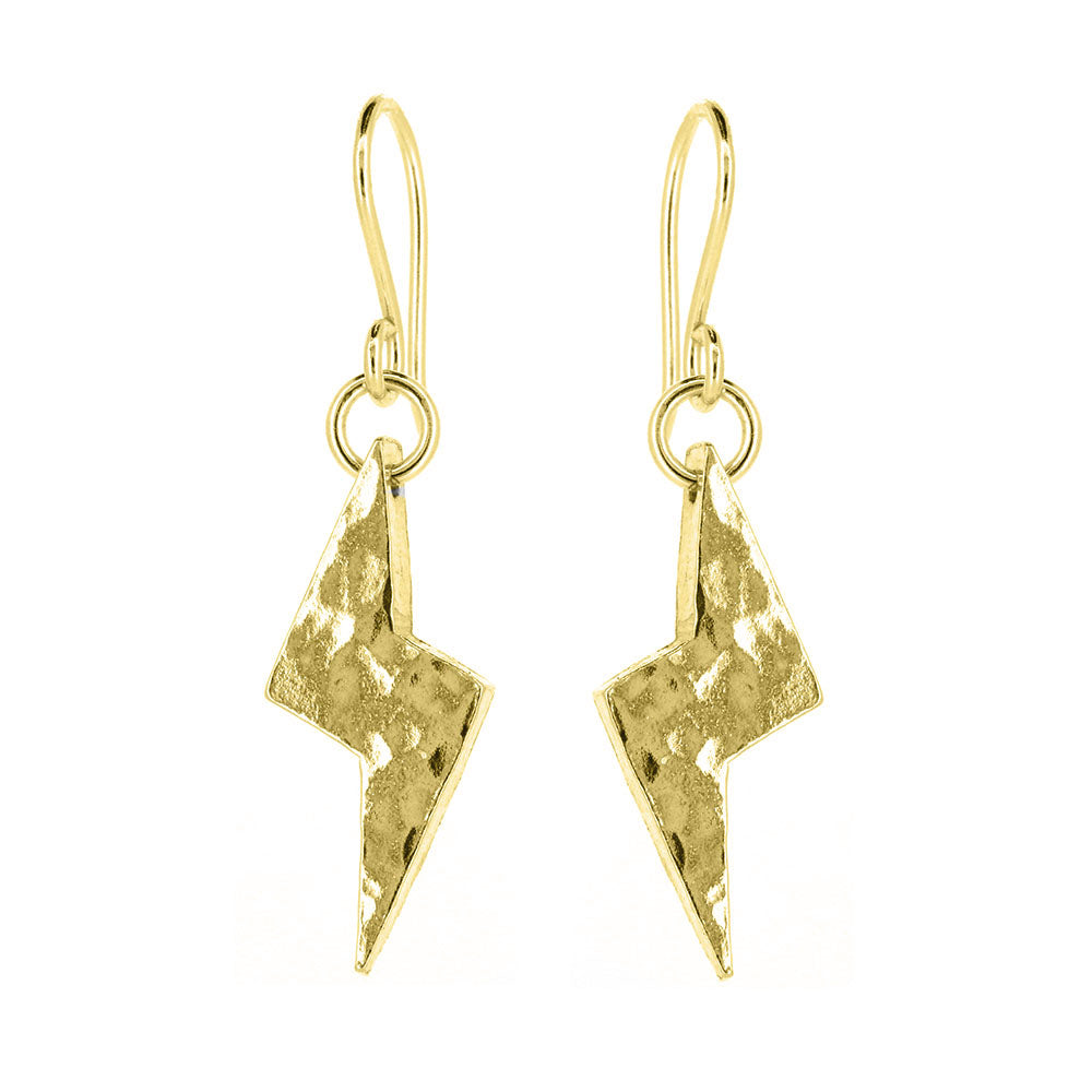 Lightning Bolt Small Drop Earrings - Yellow Gold Vermeil Drop Earrings