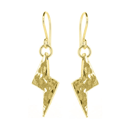Lightning Bolt Small Drop Earrings - Yellow Gold Vermeil Drop Earrings