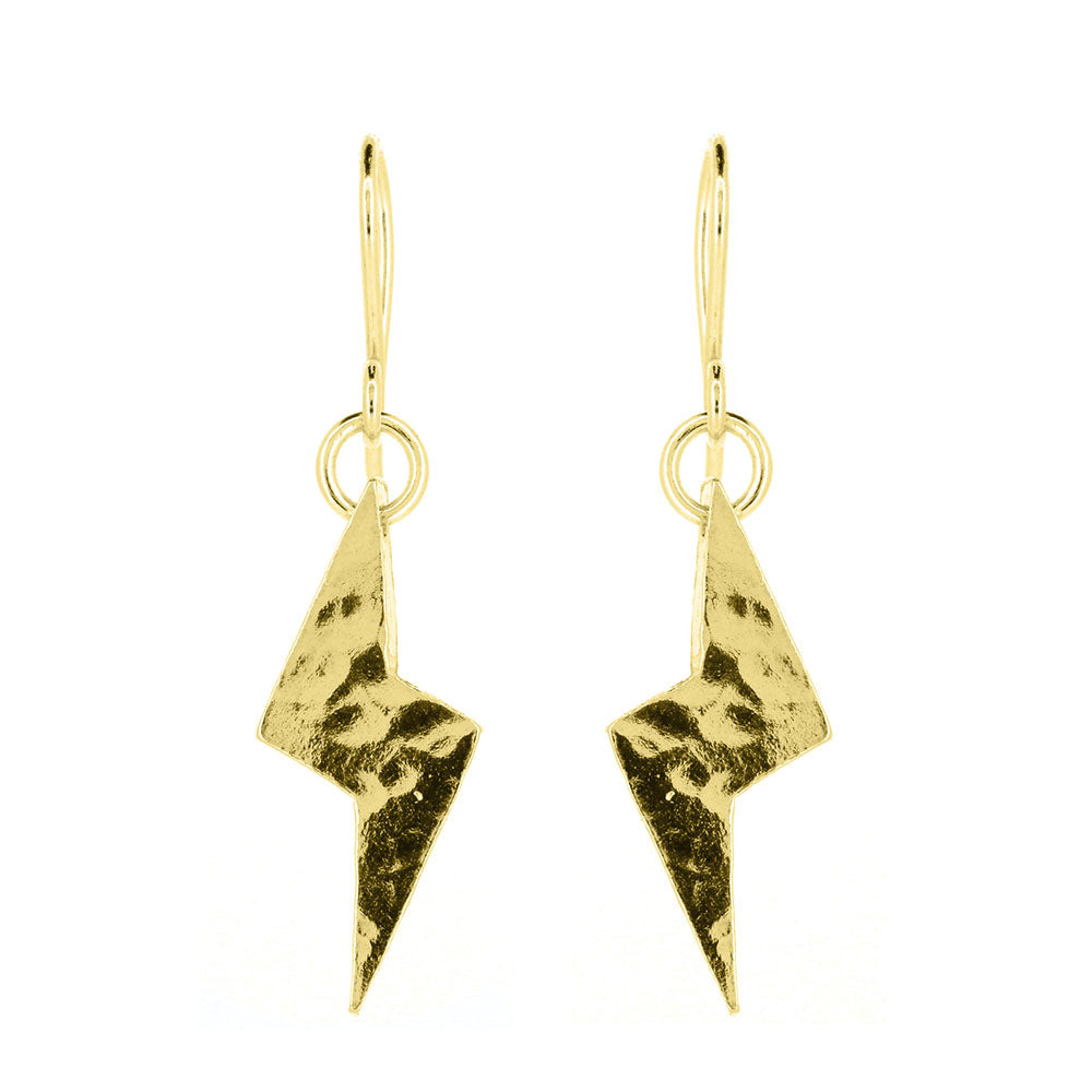 Lightning Bolt Small Drop Earrings - Yellow Gold Vermeil Drop Earrings