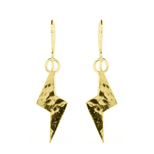 Lightning Bolt Small Drop Earrings - Yellow Gold Vermeil Drop Earrings