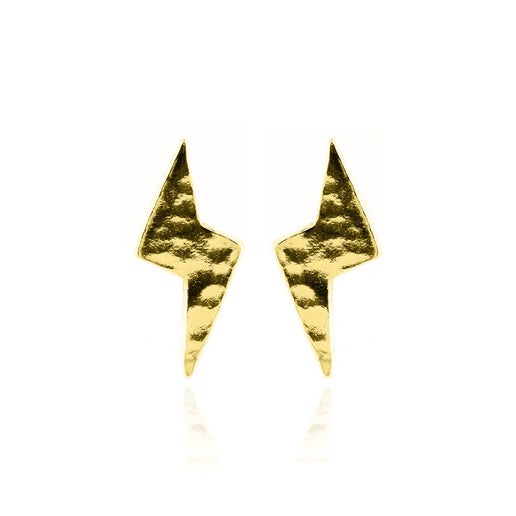 Lightning Bolt Stud Earrings - Yellow Gold Vermeil Stud Earrings