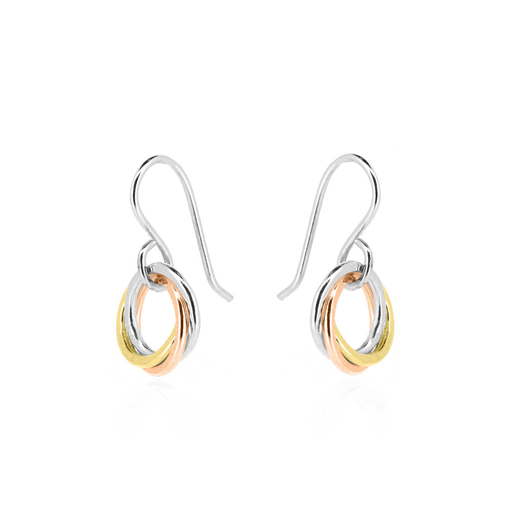 Love Knot Small Drop Earrings - Three Colour, 9ct Gold and Silver Drop Earrings