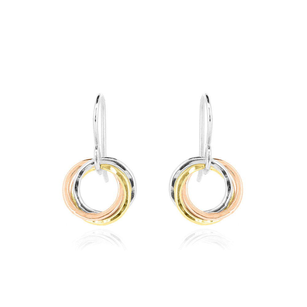 Love Knot Small Drop Earrings - Three Colour, 9ct Gold and Silver Drop Earrings