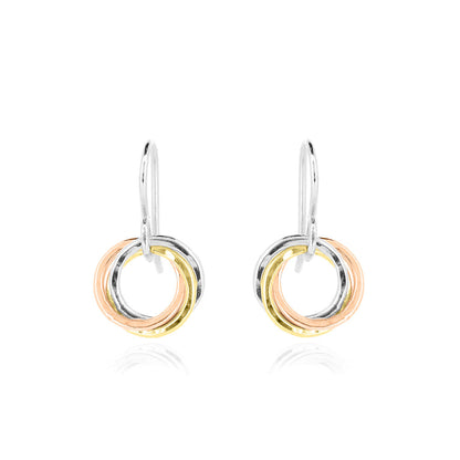 Love Knot Small Drop Earrings - Three Colour, 9ct Gold and Silver Drop Earrings