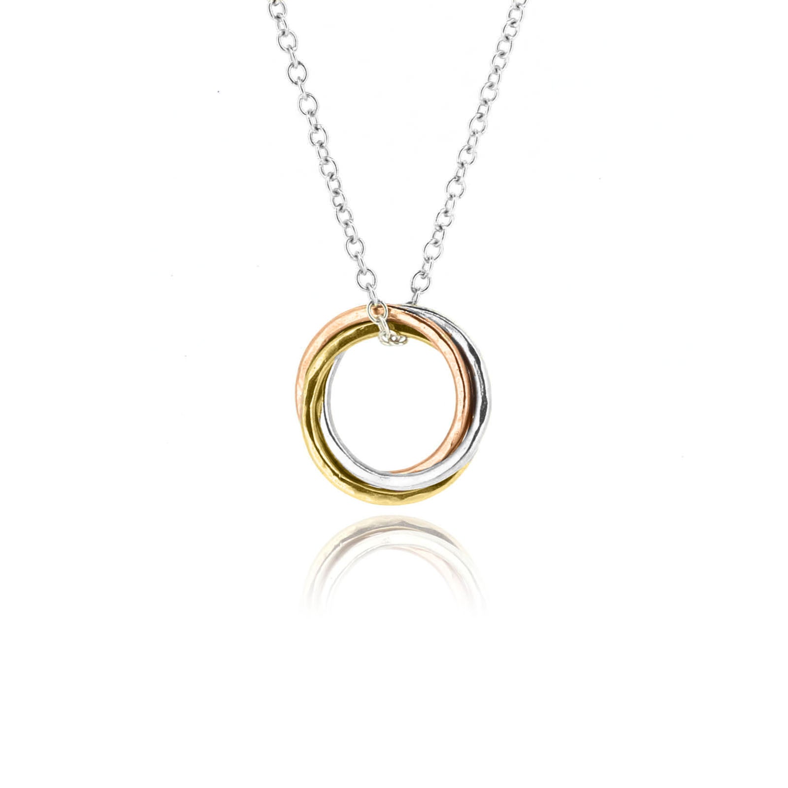 Love Knot Large Necklace - Three Colour, 9ct Gold and Silver Necklace