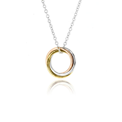 Love Knot Large Necklace - Three Colour, 9ct Gold and Silver Necklace