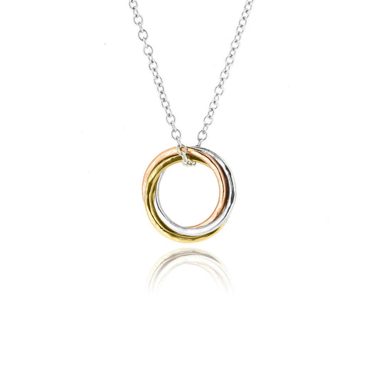 Love Knot Large Necklace - Three Colour, 9ct Gold and Silver Necklace