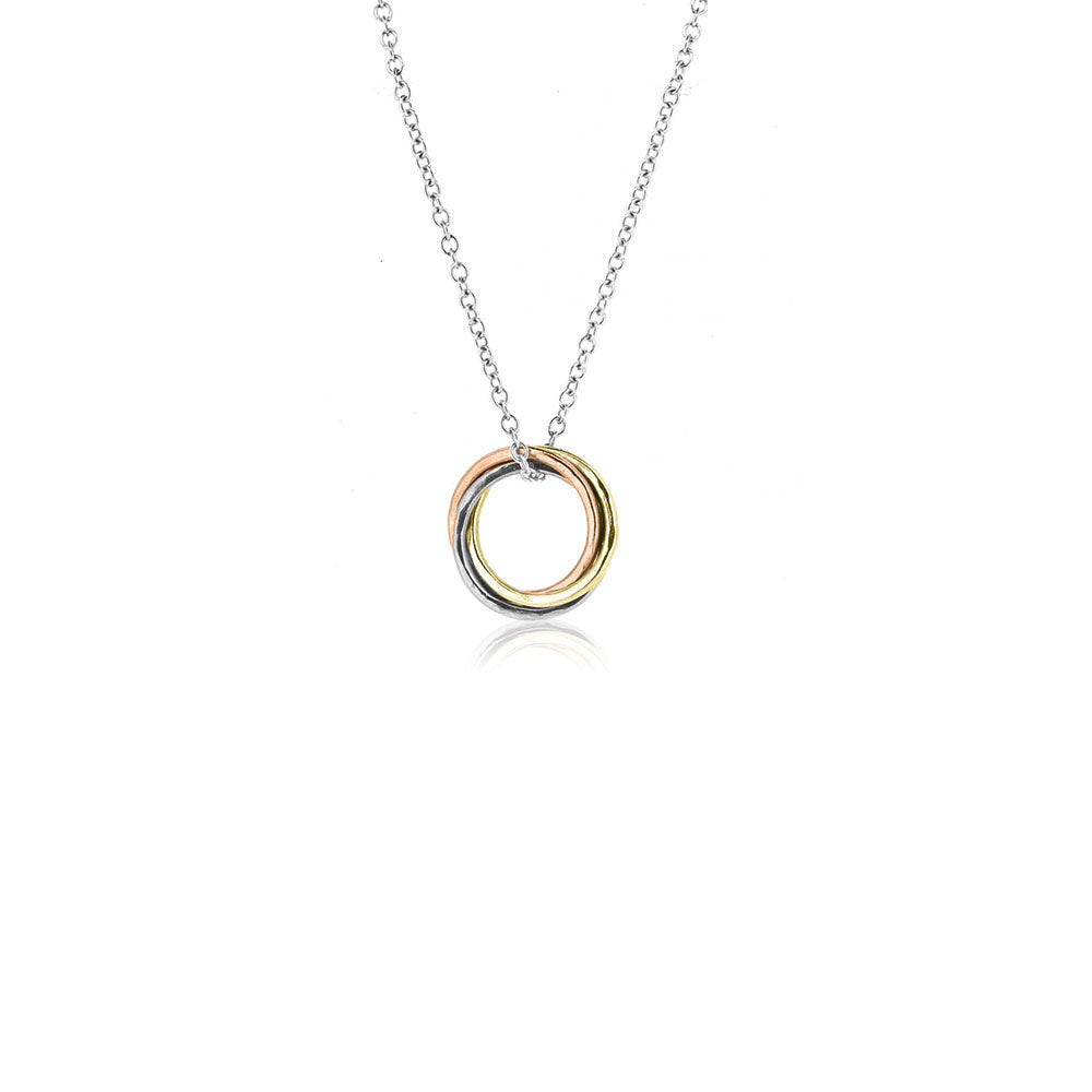 Love Knot Medium Necklace - Three Colour, 9ct Gold and Silver Necklace