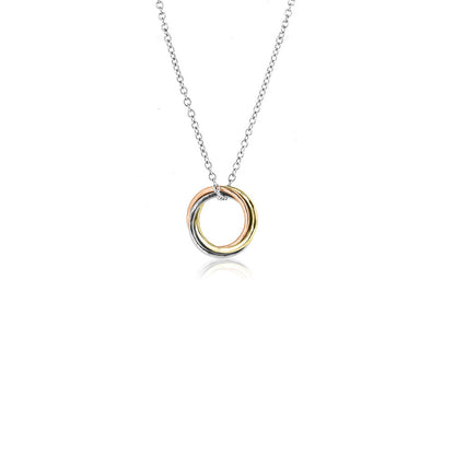 Love Knot Medium Necklace - Three Colour, 9ct Gold and Silver Necklace