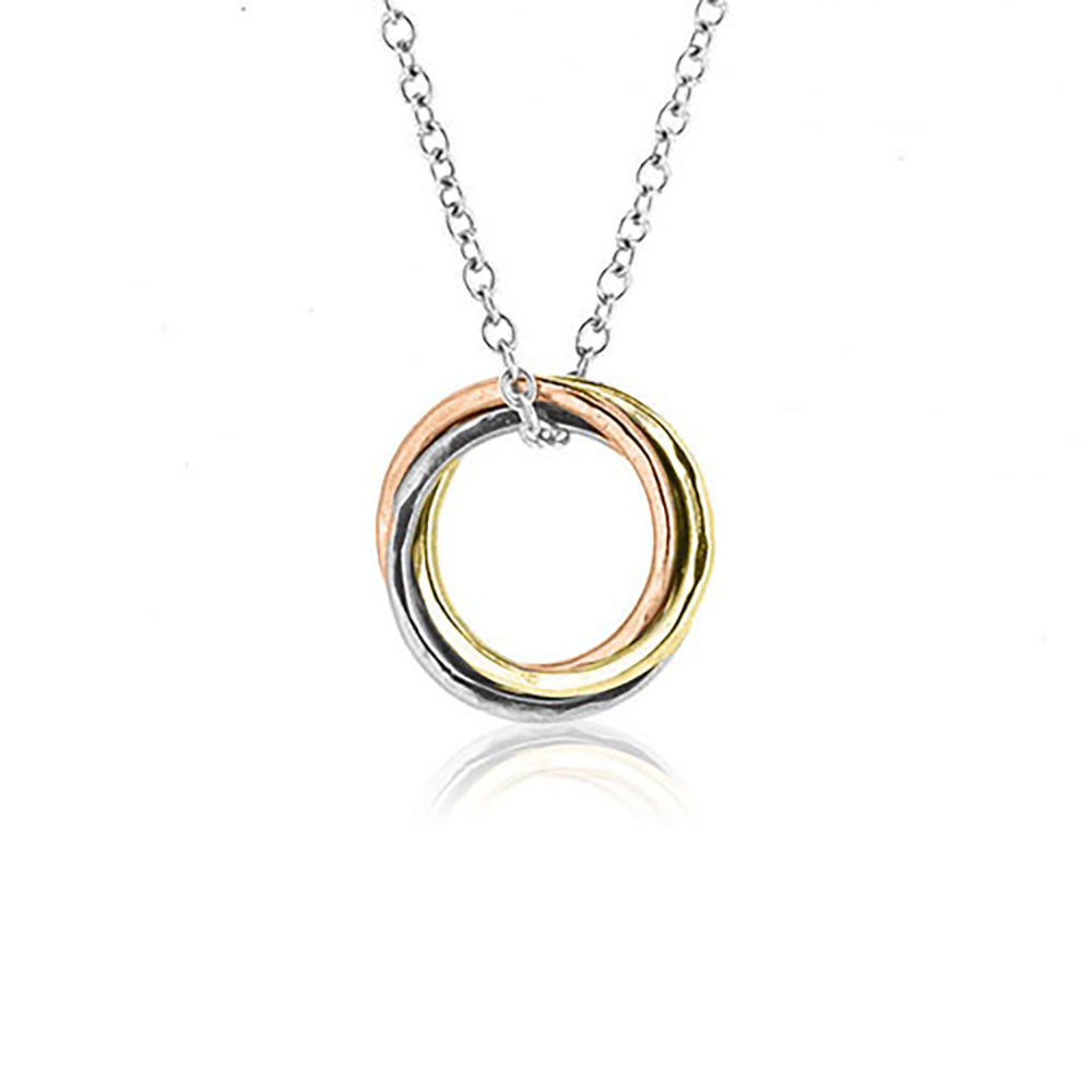 Love Knot Medium Necklace - Three Colour, 9ct Gold and Silver Necklace