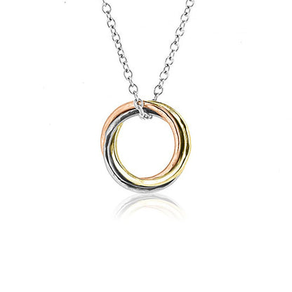 Love Knot Medium Necklace - Three Colour, 9ct Gold and Silver Necklace