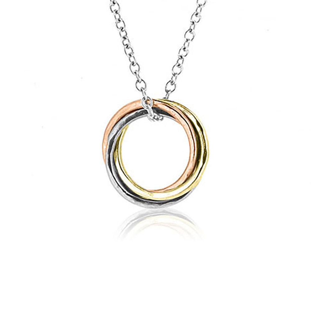 Love Knot Medium Necklace - Three Colour, 9ct Gold and Silver Necklace