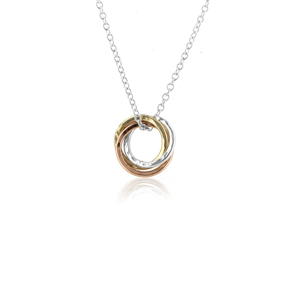 Love Knot Small Necklace - Three Colour, 9ct Gold and Silver Necklace