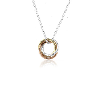 Love Knot Small Necklace - Three Colour, 9ct Gold and Silver Necklace