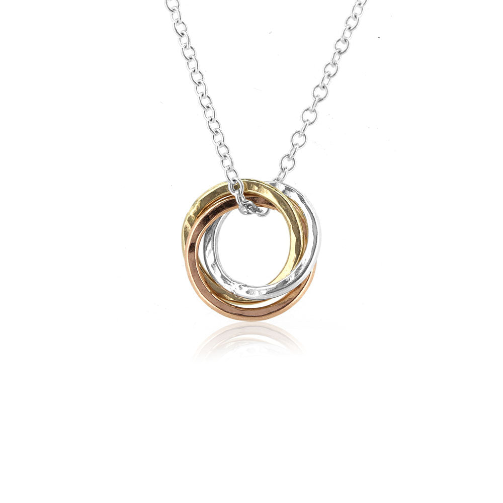 Love Knot Small Necklace - Three Colour, 9ct Gold and Silver Necklace