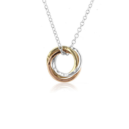 Love Knot Small Necklace - Three Colour, 9ct Gold and Silver Necklace