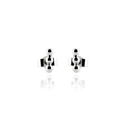 Solar Beaded Line Bar Small Stud Earrings - Sterling Silver Stud Earrings