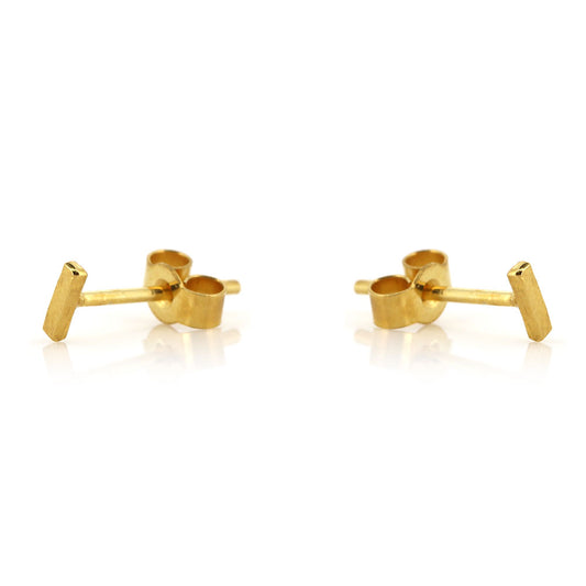 Esther Micro Line Bar Stud Earrings - Yellow Gold Vermeil Stud Earrings
