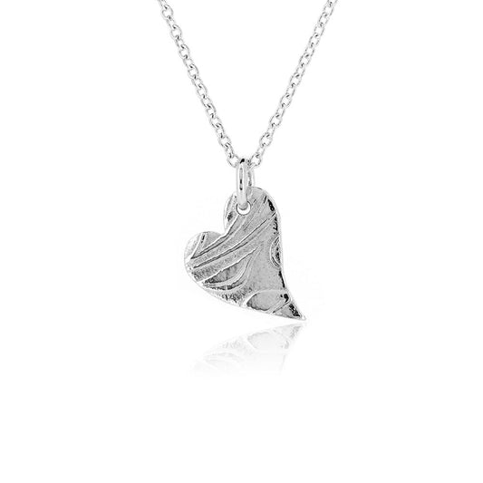 Floral Heart Small Necklace - Sterling Silver Necklace