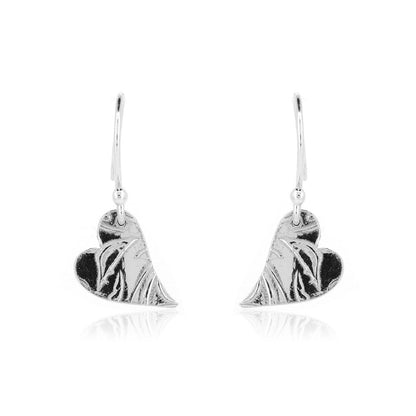 Floral Heart Drop Earrings - Sterling Silver Drop Earrings