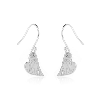 Floral Heart Drop Earrings - Sterling Silver Drop Earrings