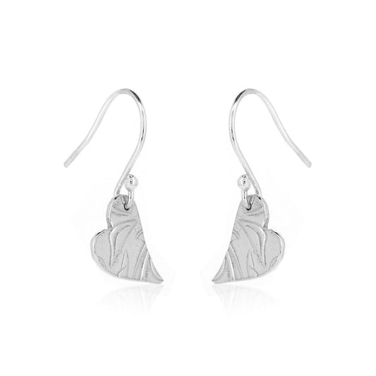 Floral Heart Drop Earrings - Sterling Silver Drop Earrings