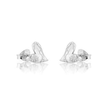 Floral Heart Stud Earrings - Sterling Silver Stud Earrings