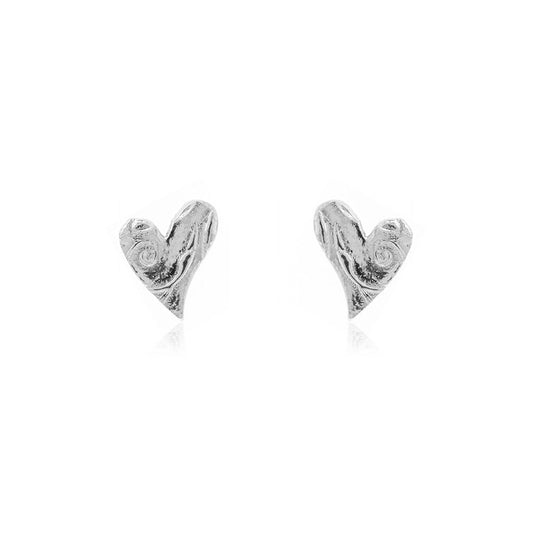 Floral Heart Stud Earrings - Sterling Silver Stud Earrings