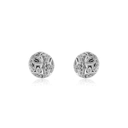 Boho Round Stud Earrings - Sterling Silver