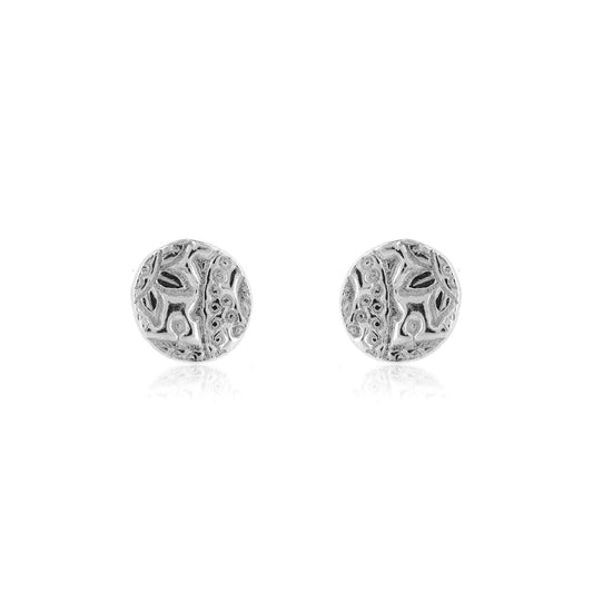 Boho Round Stud Earrings - Sterling Silver
