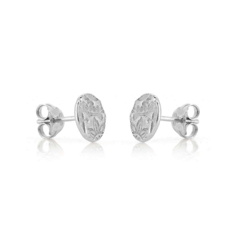 Boho Round Stud Earrings - Sterling Silver