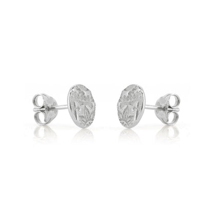 Boho Round Stud Earrings - Sterling Silver