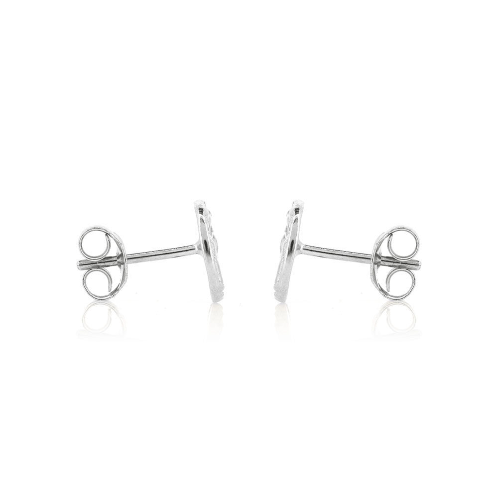 Boho Round Stud Earrings - Sterling Silver