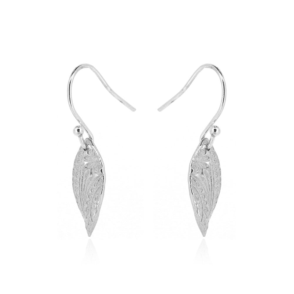 Boho Leaf Drop Earrings - Sterling Silver Drop Earrings