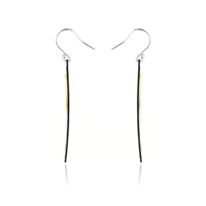 Abstract Yellow, Green and Blue Marquise Enamel Drop Earrings - Sterling Silver and Copper Drop Earrings