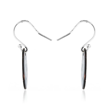 Abstract Yellow, Green and Blue Round Enamel Drop Earrings - Sterling Silver and Copper Drop Earrings