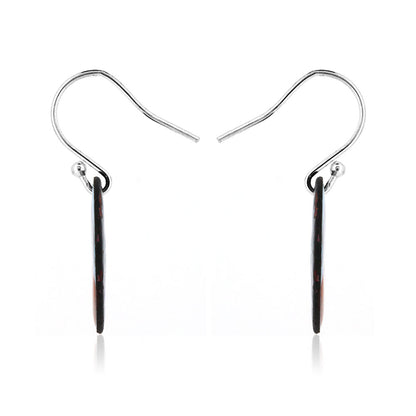 Abstract Blue Round Enamel Drop Earrings - Sterling Silver and Copper Drop Earrings