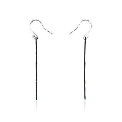 Abstract Dark Marquise Enamel Drop Earrings - Sterling Silver and Copper Drop Earrings